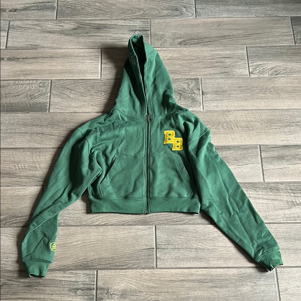 Green Cropped Hoodie